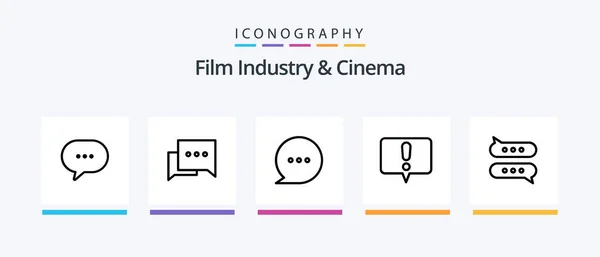 Cenima Line Icon Pack Včetně Nápoj Filmová Kamera Kino Návrh — Stockový vektor