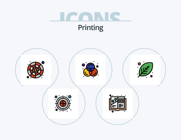 Printing Line Filled Icon Pack Icon Design Format Ready Color — Vector de stock