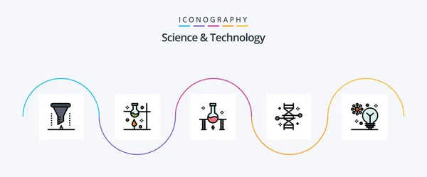 Science Technology Line Filled Flat Icon Pack Including Deep Learning — Stockvektor
