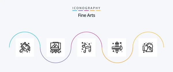 Fine Arts Line Icon Pack Including Geometrical Graphic Art Drawing — Stock Vector