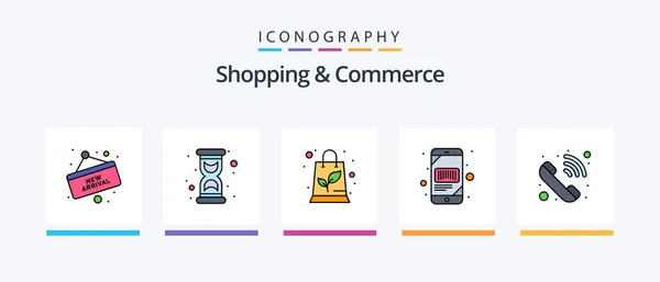 Shopping Commerce Line Filled Icon Pack Including Hand Sign Ribbon — Stockvektor
