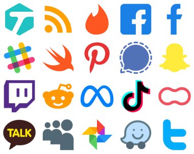 20 Düz Web Tasarımı Flat Sosyal Medya Simgeleri facebook. reddit. Seri ve seğirme simgeleri. Gradyan Simgeleri Koleksiyonu