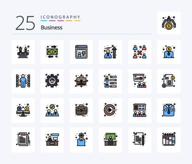 İş 25 Satır İçi Çalışma Grubu dahil ikon paketi. modern. online. İş. performans