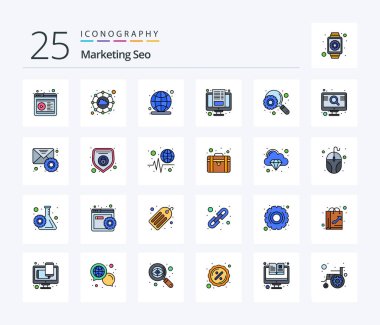 Pazarlama Seo 25 Satır Arama dahil simge paketi dolduruldu. Motor. küresel. Ekran. günlük