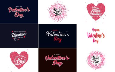 Happy Valentine's Day typography poster with handwritten calligraphy text. isolated on white background