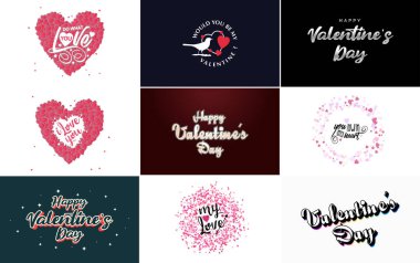 Happy Valentine's Day typography poster with handwritten calligraphy text. isolated on white background vector illustration