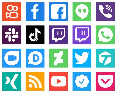 Sosyal Medya Simgesi: Diskler; Whatsapp; gevşeklik; seğirme ve çin simgeleri gibi 20 simge paketle. Yüksek kalite ve minimalist