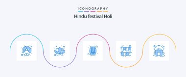 Holi Blue 5 Icon Pack Including yurt. hut. drum. party. celebration