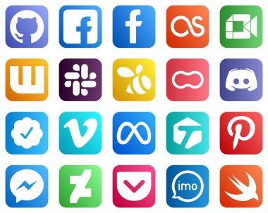 20 Minimalist Social Media Icons such as message. wattpad. discord and mothers icons. Unique and high definition