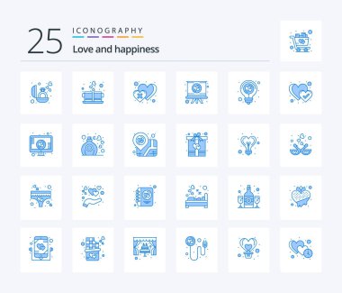 Love 25 Blue Color icon pack including bulb. presentation. hot. love. cross