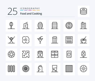 Food 25 Line icon pack including cooking. food. food. fast food. beverages
