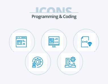 Programming And Coding Blue Icon Pack 5 Icon Design. coding. app. develop. js. develop