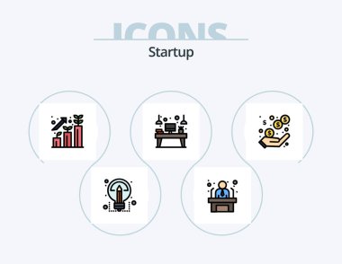Startup Line Filled Icon Pack 5 Icon Design. arrow. megaphone. graph. marketing. pie