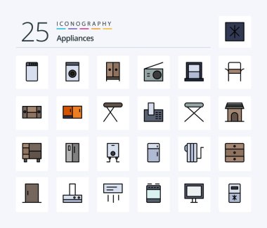 Appliances 25 Line Filled icon pack including home. bedroom. home. appliances. home