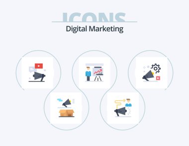 Digital Marketing Flat Icon Pack 5 Icon Design. man. marketing. user. chat. video