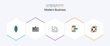 Modern Business 25 FilledLine icon pack including diagram. business. business. analytics. identity