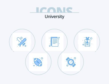 University Blue Icon Pack 5 Icon Design. id. paper. baseball. notes. documents