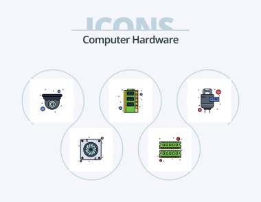 Computer Hardware Line Filled Icon Pack 5 Icon Design. camera. video. audio. hardware. card