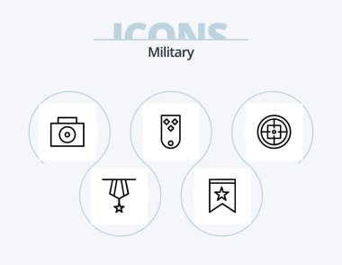 Military Line Icon Pack 5 Icon Design. insignia. badge. star. plain. insignia