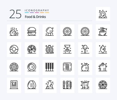 Food & Drinks 25 Line icon pack including vegetables. food. food. mushroom. food