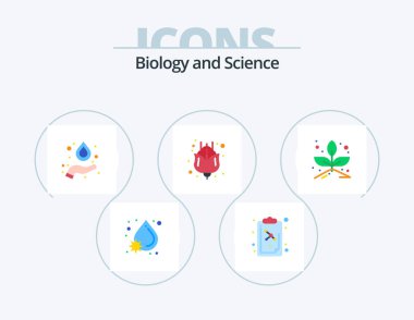 Biology Flat Icon Pack 5 Icon Design. . sprout. hydrogen. plant. tulip