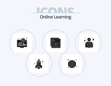 Online Learning Glyph Icon Pack 5 Icon Design. book. learning. business. education. tutorials