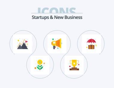 Startups And New Business Flat Icon Pack 5 Icon Design. briefcase. speaker. success. megaphone. success