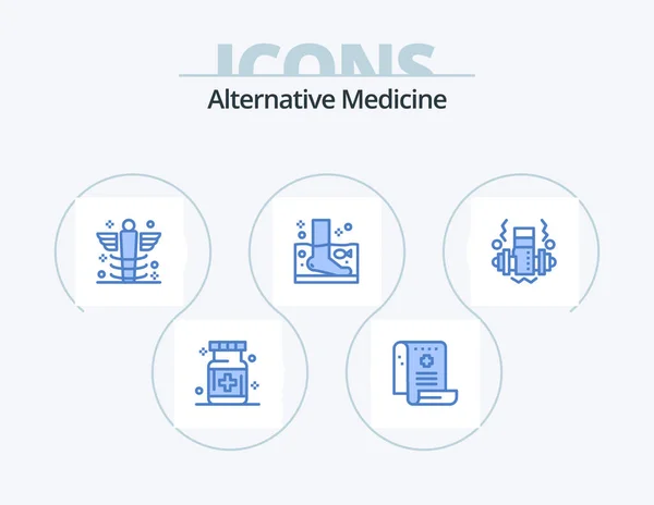 Alternative Medicine Blue Icon Pack Icon Design Weight Dumbbell Medicine — ストックベクタ