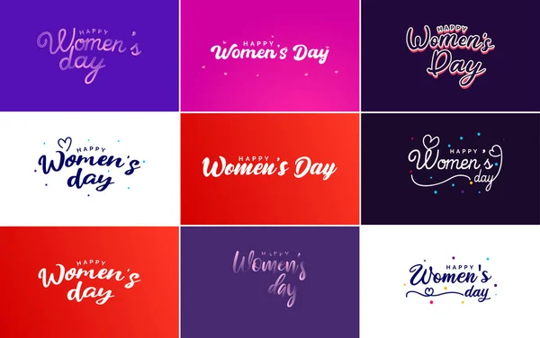 Set Happy International Woman Day Signs Emblems Vector Design Elements — Stok Vektör