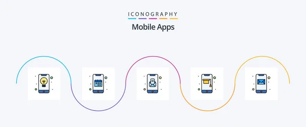 Mobile Apps Line Filled Flat Icon Pack Including Online Education — Vector de stock