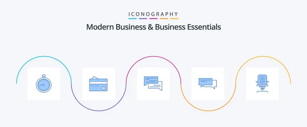 现代商业和商业精华蓝色5号Icon Pack包括泡泡 银行业 — 图库矢量图片