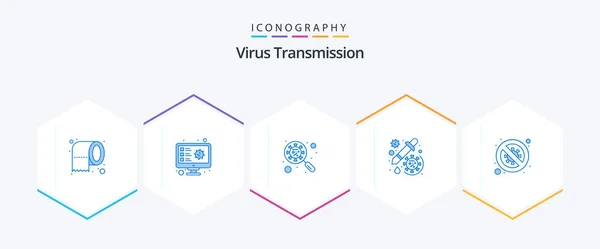 Virus Transmission Blue Icon Pack Including Diagnosis Vaccine Scan Virus — Vetor de Stock