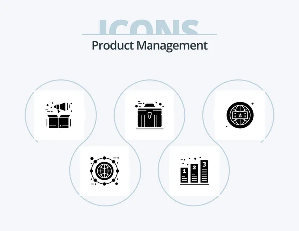Product Management Glyph Icon Pack Icon Design Zaak Tas Verwerking — Stockvector