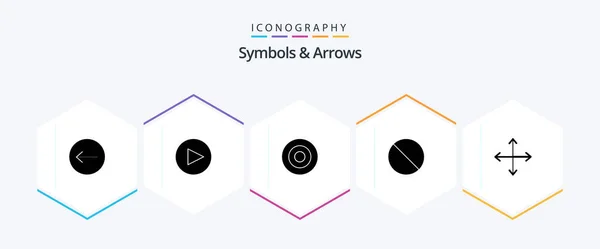 Symbole Und Pfeile Glyph Icon Pack Einschließlich Gegensätze Symbole Navigation — Stockvektor