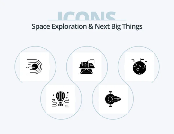 Space Exploration Next Big Things Glyph Icon Pack Icon Design — Wektor stockowy