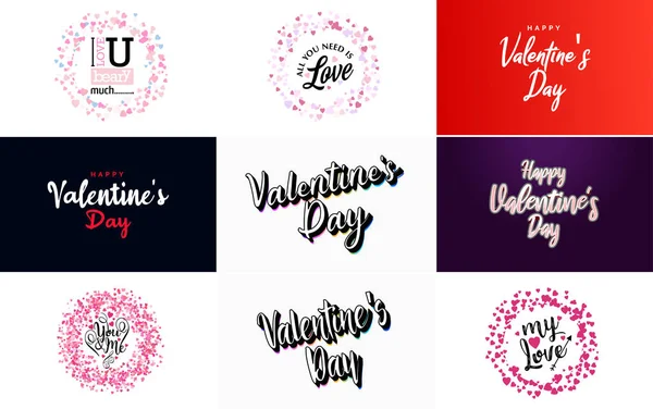 Happy Valentine Day Greeting Card Template Romantic Theme Red Color — Stock Vector