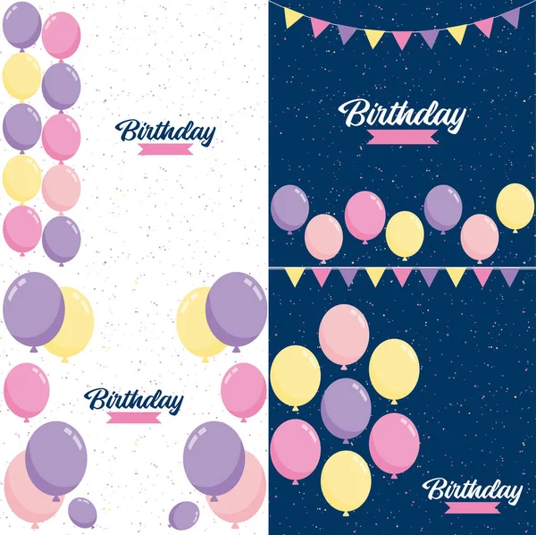 Happy Birthday Sleek Modern Font Gradient Color Scheme Confetti Effect — Wektor stockowy