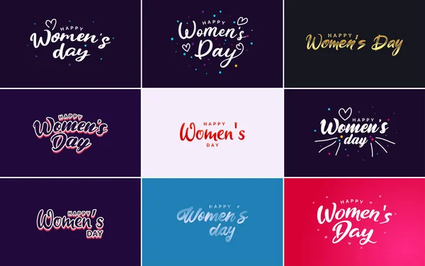 International Women Day Greeting Card Template Floral Design Hand Lettering — Vetor de Stock