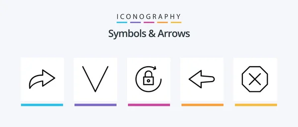 Symbolen Pijlen Lijn Pictogram Pack Inclusief Een Tuimelaar Spoel Terug — Stockvector
