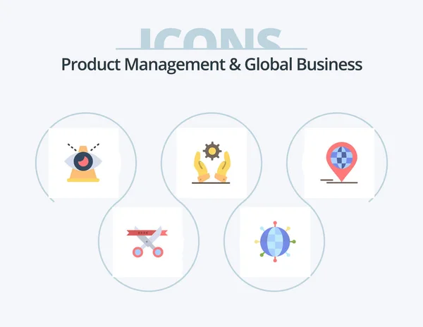 Gerenciamento Produtos Global Business Flat Icon Pack Icon Design Negócios — Vetor de Stock