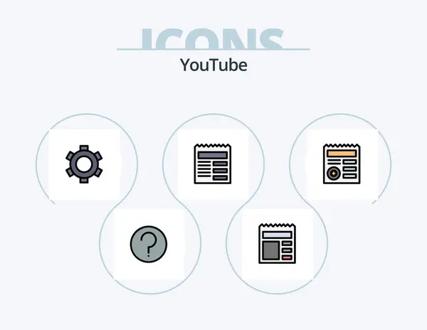 Youtube Line Filled Icon Pack Icon Design Document Basic Basic — Stock Vector