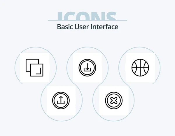 Basic Line Icon Pack Icon Design Mobilní Nastavení Rozhraní Aplikace — Stockový vektor