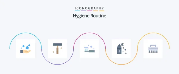 Hygiene Routine Flat Icon Pack Including Cleaning Spray Bath Cleaning — Wektor stockowy