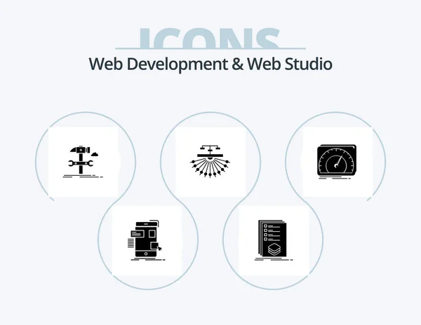 Κατασκευή Ιστοσελίδων Και Web Studio Glyph Icon Pack Icon Design — Διανυσματικό Αρχείο