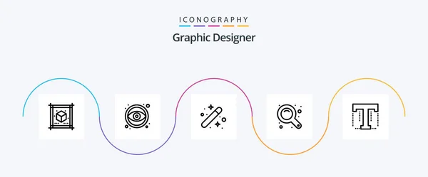 Graphic Designer Line Icon Pack Including Font Zoom Interface Creative — Archivo Imágenes Vectoriales