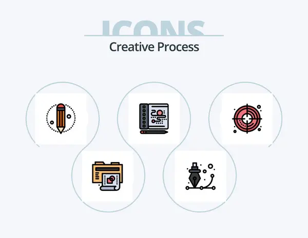 Creative Process Line Filled Icon Pack Icon Design Gear Process — Stockový vektor