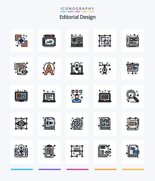 Creative Editorial Design Line Filled Icon Pack Creative Point Art — Image vectorielle