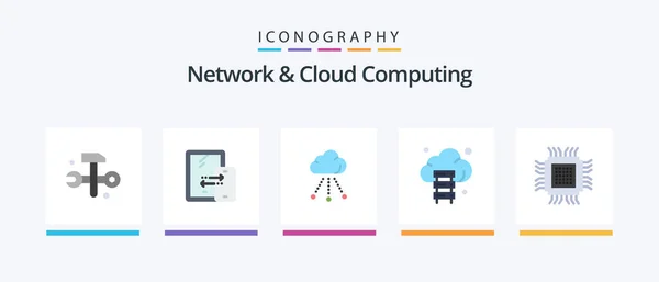Network Cloud Computing Flat Icon Pack Including Cloud Technology Cloud — Image vectorielle