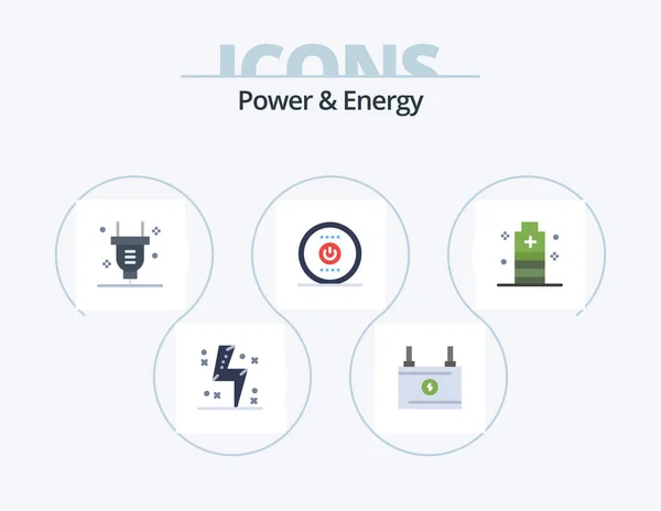 Power Energy Flat Icon Pack Icon Design Bateria Energia Poder — Vetor de Stock