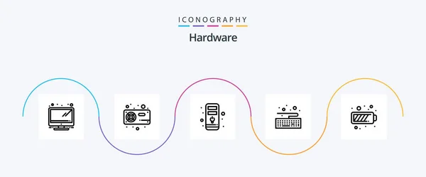 Hardware Line Icon Pack Including Energy Charging Computer Battery Keyboard — Vector de stock